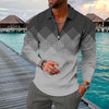Casual Zip-up Geometric 3D Print Shirt, Sporty Colorful Long-sleeve - S to 5XL Sizes