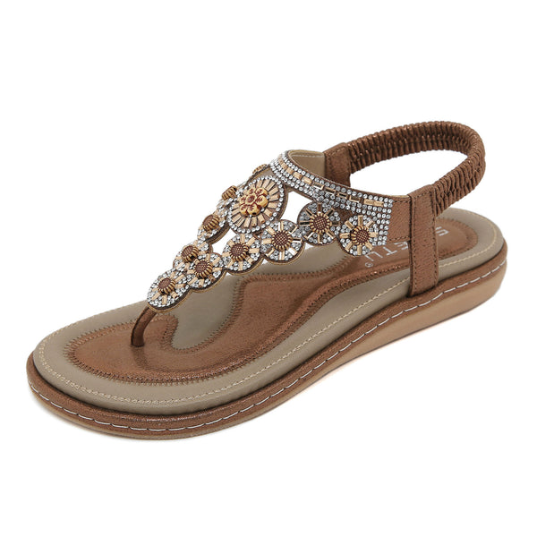 Elegant Microfiber Beach Sandals for Women in Vibrant Colors - Rhinestone Embellished, Comfortable & Easy-to-Wear - Summer Ready