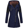 Warm Mid-Length Thermal Trench Coat with Unique Oblique Zipper