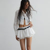 Chic White Ruffled Short Skirt - Elegant Type A Design.