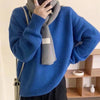 Casual Japanese-Korean Style Women's Round-Neck Sweater in Various Colors