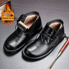 Men's Leather Boots with Thick Sole, Lace-up Design - Black. Stylish, Durable, Comfortable Footwear for Winter Fashion.