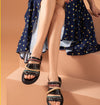 Women's Roman Black Flat Sandals with Buckle Closure - Genuine Real-Leather Lining - Sizes 35-39 - Designer Comfort & Style