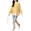 Women's Lazy Sweater with Flying Sleeves in Pink or Yellow - Comfortable and Stylish Winter Pullover - Design Sense.