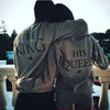 Premium English Alphabet Couple Hoodie in Empress & Male Empress Colors, Embroidered King & Queen Characters