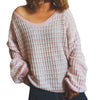 Chic Striped Wool Sweater Women V-neck Winter Fashion