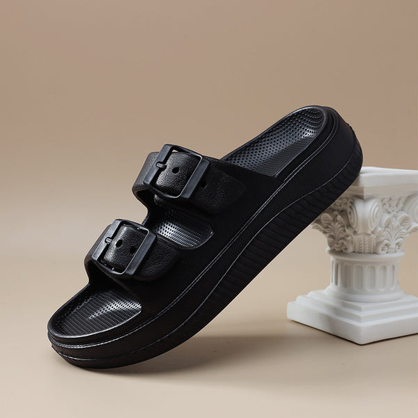 Women's Double Buckle Beach Sandals - Durable EVA Material