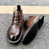 Men's Vintage Style Martin Boots in Brown Leather - Comfortable & Durable Footwear Fashion.