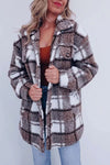 Chic Multicolor Plaid Winter Jacket for Women, Polyester, Pink, Brown & Blue Design, Sizes S-XXXL