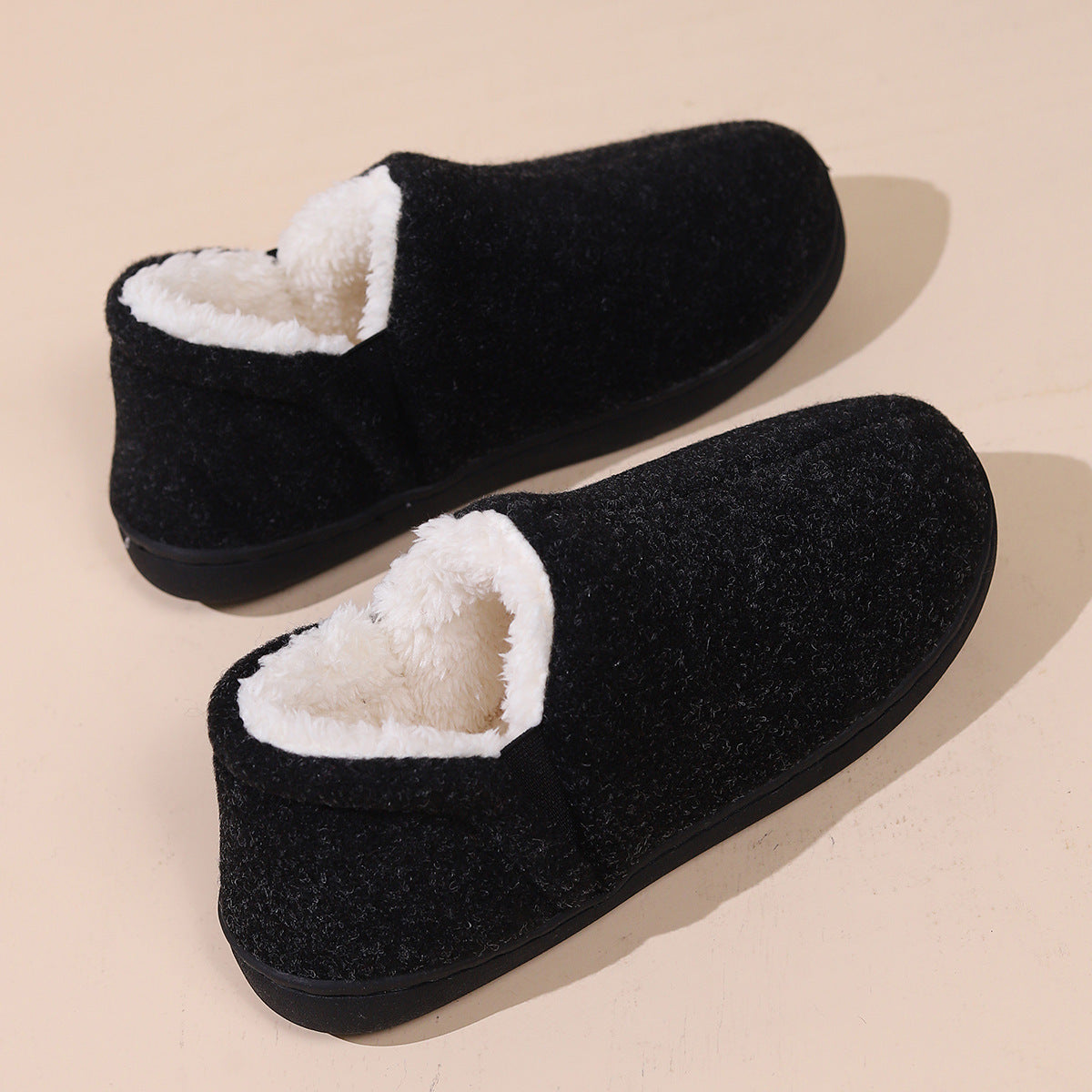 Casual All-inclusive Fur Collar Outer Wear Indoor Shoes Comfortable Memory Foam Winter Ankle Wrap Cotton Slippers