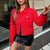 Chic Red Denim Jacket with Pockets - Everyday Essential Men's Fashion Piece