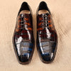 Elegant Crocodile Leather Men's Dress Shoes, Rubbed Color, High Quality - Sizes 38-43. Perfect for business and formal wear.