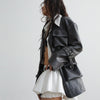 Chic Faux Leather Jacket with 3D Pockets in Classic Black - Comfortable Fit, Retro Style, Winter Fashion - Women's Outerwear.