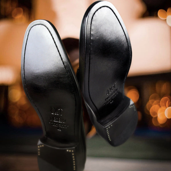 Handcrafted Men's Formal Leather Shoes, Black Business Lace-up Shoes, Handmade Leather Footwear, Round Toe, Breathable, Men's Sizes