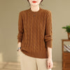 Cozy Western Style Plus Size Pullover Sweater - Black, Dark Khaki, Ginger Yellow - Jacquard Craft, Long Sleeve, Viscose Fiber - All-Match & Comfortable