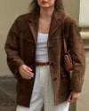 Elegant Ladies' Faux Suede Coat - Vintage Style Jacket in Premium Quality Polyester - Retro Chic Fashion Piece