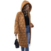 Women's Thickened Zipper Hooded Jacket in Rich Brown | Cotton-Polyester Blend | Warm Winter Fashion