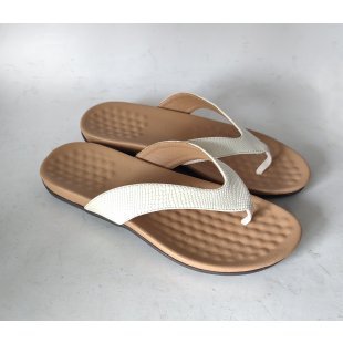 Plus Size Comfortable Fashion Flip Flops Sandals in White, Black, and Light Brown - Herringbone Toe - Rubber Sole - Women's Beach Footwear