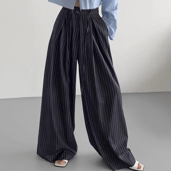 High Waist Striped Baggy Pants