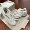 Unisex Platform Sneakers - XINGX Mesh, Casual Shoes in White or Silver - Lace-up, Comfortable with Rubber Sole - Sizes 35 Women's to 44 Men's