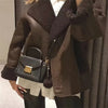 Stylish Women's Retro Padded Jacket in Dark Brown with Splicing Accents - Winter Fashion for Women