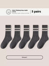Cotton Sports Socks for Men, Mid-Calf, Plus Size, Striped, Pack of 5