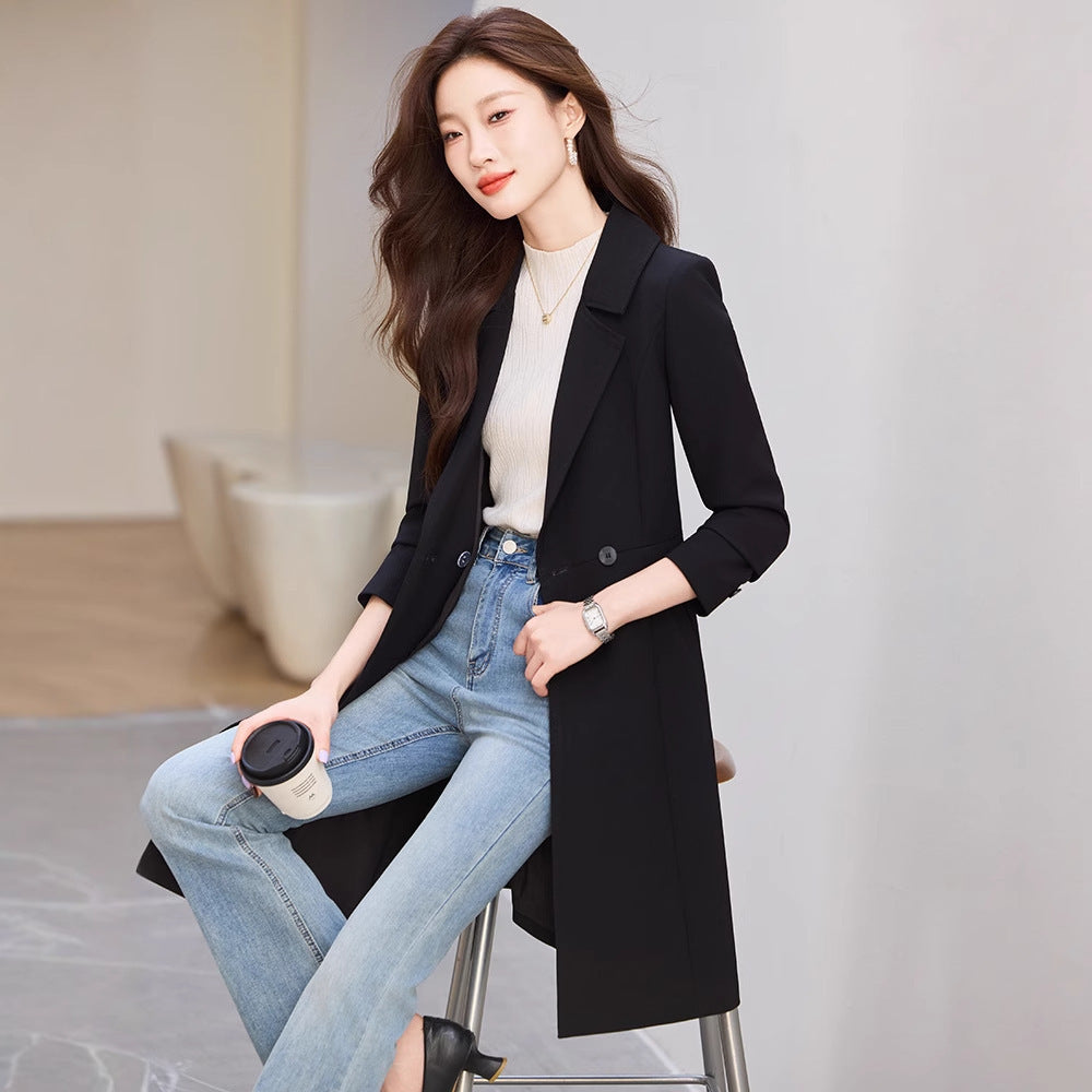 Black Suit Trench Coat Coat For Women Autumn