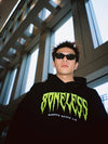 Street Style Cotton Hoodie in Black with Letter Print - Trendy Urban Wear for Youth - Long-Sleeved & Comfortable