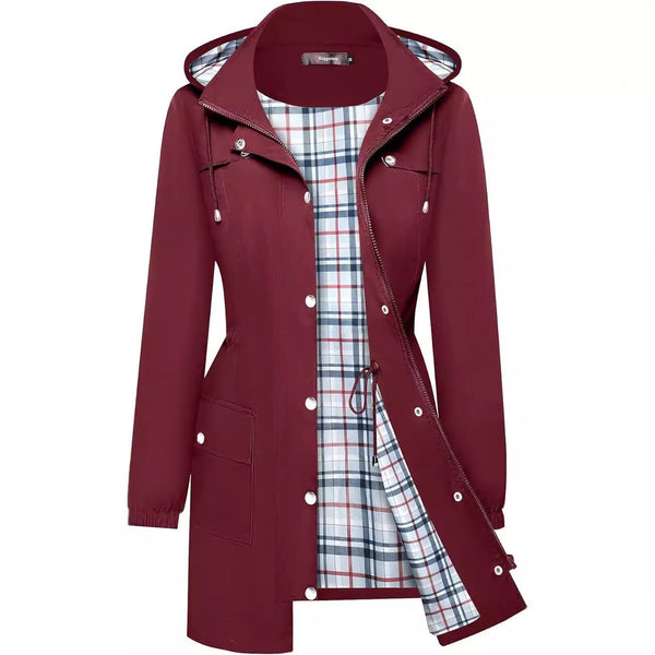 Stylish Women's Anorak in Wine Red - Windproof, Rainproof Coat