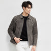 Sheepskin Suede Leather Jacket - Premium Men's Autumn Biker Coat