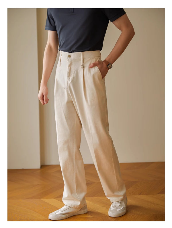 Mens Retro-Styled Casual Trousers in Black, Apricot, American Coffee - Comfortable Cotton Blend with Elastic Waist - Sizes S to XXL