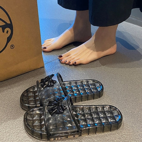 Crystal Clear Non-slip Women's Summer Slippers, PVC Flip-flops - Size 35-40 - Stylish and Comfortable Vacation Footwear.