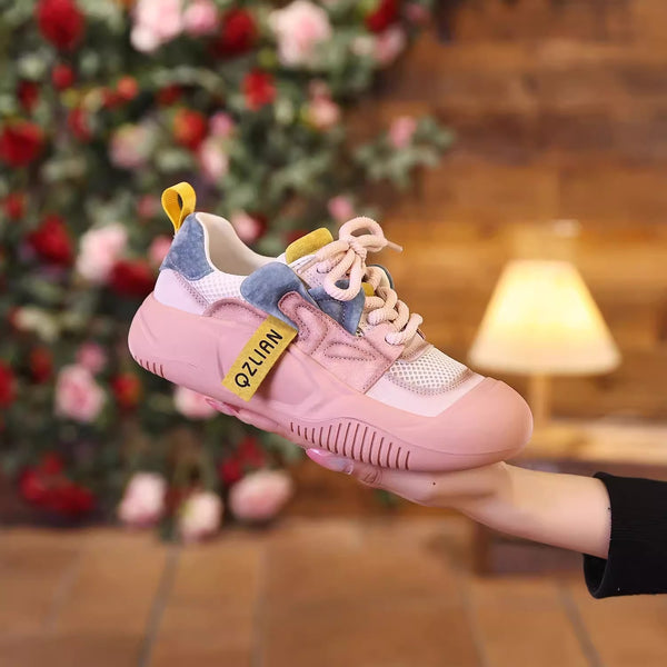 Stylish Women's Breathable Platform Mesh Shoes with Imitation Leather Lining. Fashion-forward design for ultimate comfort.