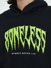Street Style Cotton Hoodie in Black with Letter Print for Trendy Urban Wear