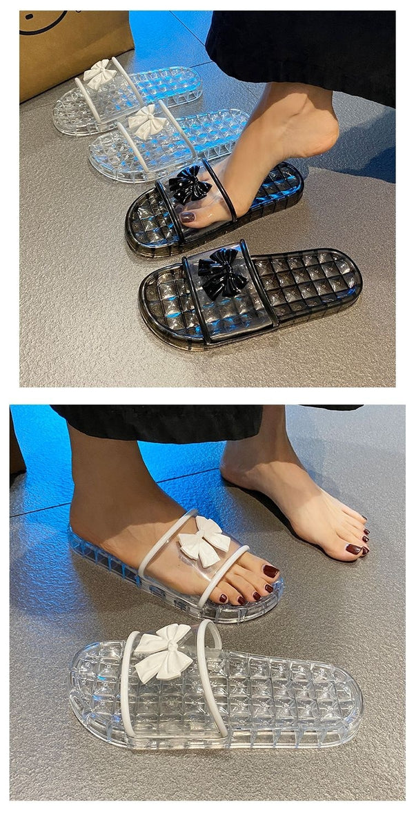 Crystal Clear Non-slip Women's Summer Slippers with PVC Upper and Sole - Casual and Comfortable Flip-flops for Stylish Outings