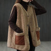 Chic Black and Khaki Loose-Fit Women's Vest - Plus Size Chenille Waistcoat | Versatile Fashion Icon