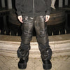 Vintage-Style Leather Trousers with Locomotive Design, Black, Sizes S-M-L, Youthful Winter Fashion.
