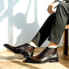 Men's Vintage Style Mid Top Leather Boots - Black, Gray, or Reddish-Brown - Stylish, Comfortable, Anti-Skid Rubber Sole.
