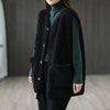 Chic Black Loose-Fit Women's Vest - Fashionable & Versatile. Chenille Fabric, Plus Size Fashion.