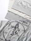 Elegant Shiva Lady Print Cape Poncho in Light Gray - Stylish 100% Cotton Coverup with Long Sleeves