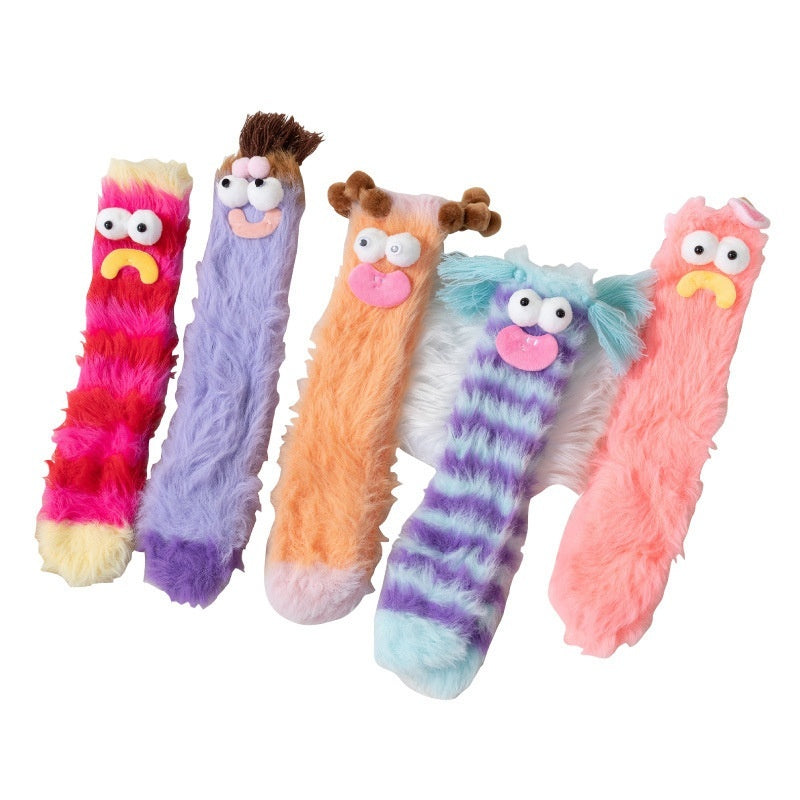 Plush Funny Floor Thick Thermal Middle Tube Socks