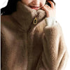 Women's Thermal Turtleneck Cardigan in White, Light Green, or Khaki, Sizes M to 8XL