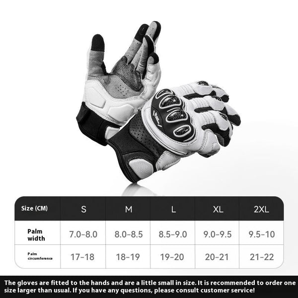 High-Quality Carbon Fiber Motorcycle Gloves in Lucent White - Impact Resistant, Ant-King Collection.