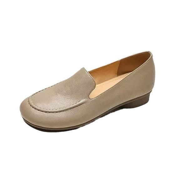 Retro Style New Round Toe Flat Bottom Loafers Slip-on British Soft Bottom Pumps Women