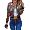 Festive 3D-Printed Women's Short Jacket - Colorful Holiday Outerwear
