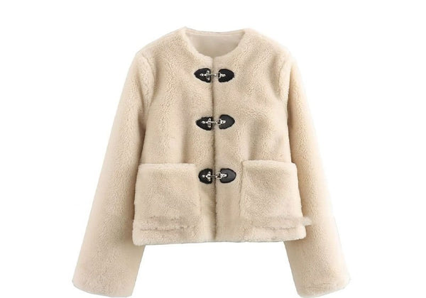 Women's Cosy Plush Zippered Winter Coat in European & American Styles