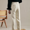 Men's Pleated Linen Trousers in Classy Off-White Straight Leg Fit