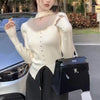 Trendy Furry Halter Sweater, Cut-Out Design in Noir Black - Women's Fashion Photo