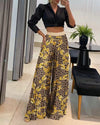 Autumn European American Style Wide-Leg Printed Pants - Trendy Fall Fashion for Women