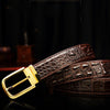 Men's Crocodile Leather Belt with Pin Buckle, Black/Brown, Durable & Stylish - Sizes 100cm to 130cm